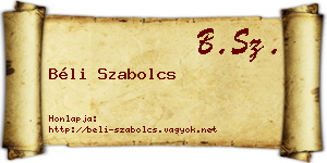Béli Szabolcs névjegykártya